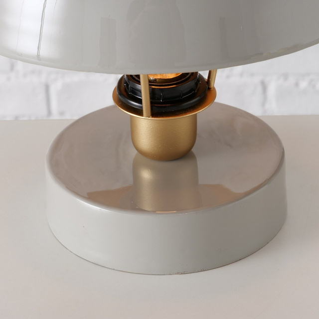 Lampa de masa metalica Clover, abajur gri, Ø 25 cm