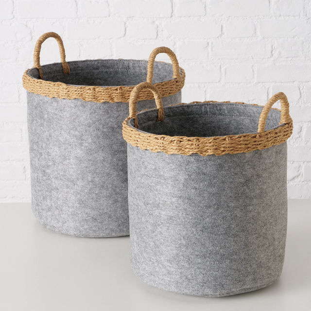 Set 2 cosuri depozitare Nilo, fetru, rotunde