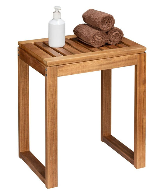 Taburet de baie din lemn de salcâm FONDI, înălțime 46 cm