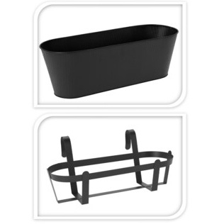 Ghiveci metalic cu maner, balcon, 36 x 14 cm