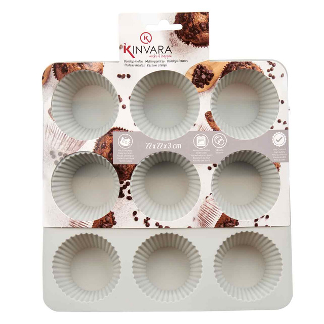 Tava de briose din silicon, pentru 9 bucati