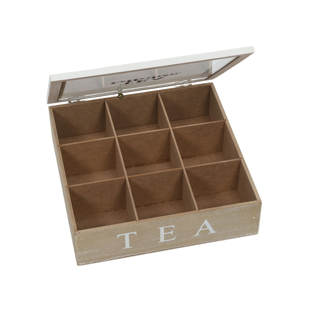 Recipient pentru ceai în plicuri, 9 compartimente, 24 x 24 x 7 cm