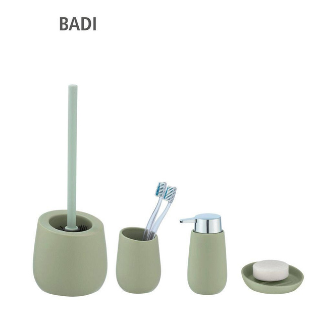 Perie WC cu suport BADI, Gri, 38x13,5x13,5, Wenko