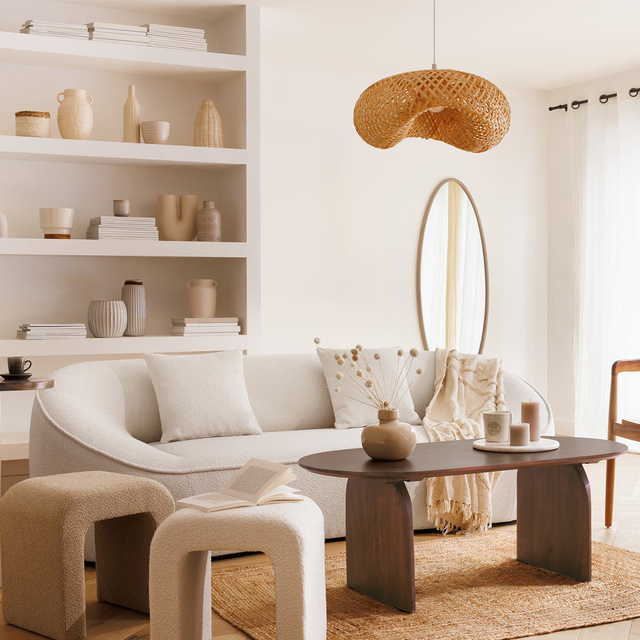 Lampă Boho de masa BEDDY, din bambus, 51 cm.