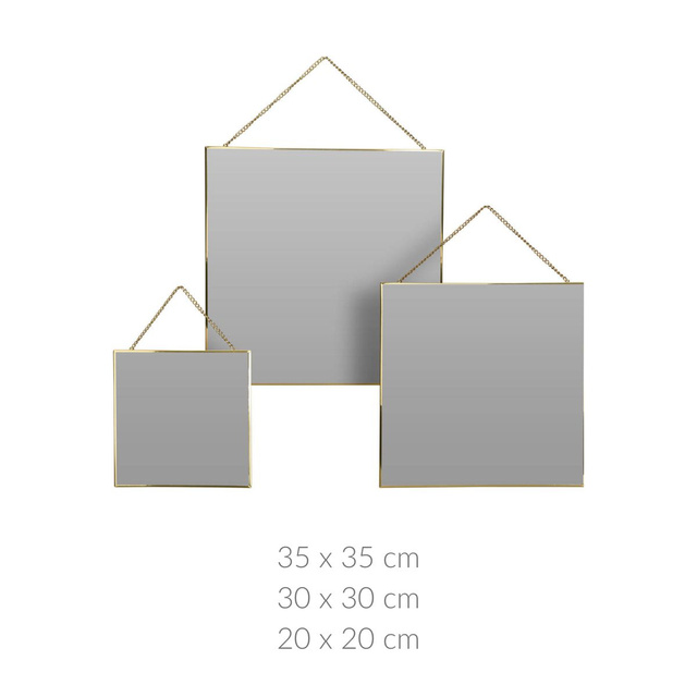 Set oglinzi suspendate, rama aurie, 3 piese