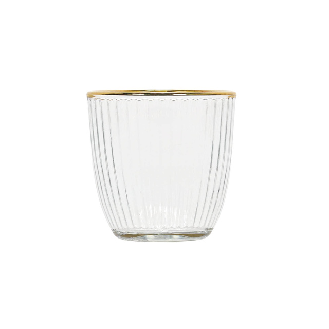 Pahar striat cu margine aurie, 295 ml