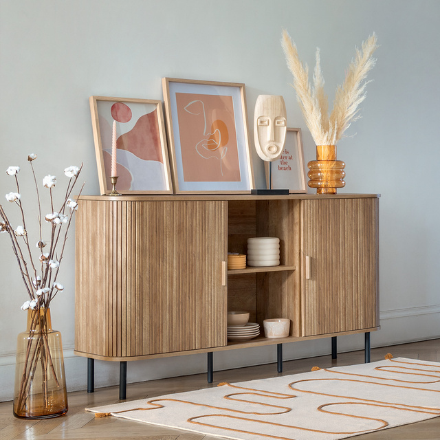 Mască din lemn SAFARI, motiv etnic, maro natural, înălțime 46,5 cm