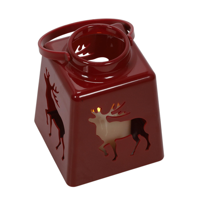 Lanterna de Crăciun cu lumânare LED, 14 cm, roșie