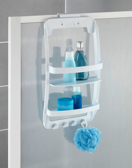 Raft universal pentru baie - raft de montat pe cabină sau ușă în baie, WENKO, alb