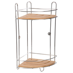 Raft pentru baie, coltar, agatat, 2 niveluri, bambus