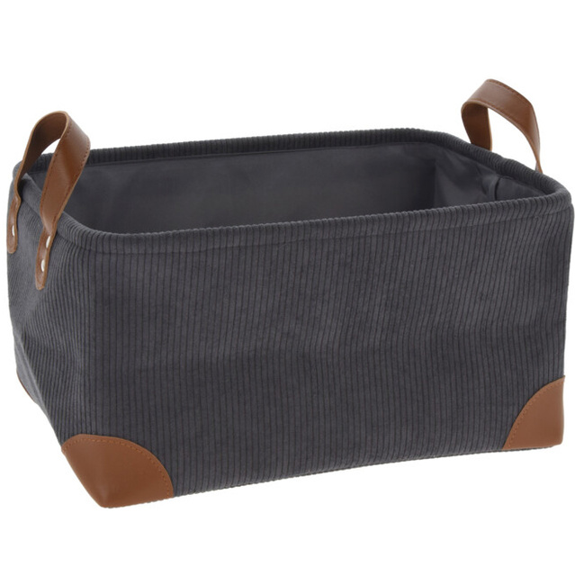 Cos pentru depozitare, catifea cu manere, 36 x 26 x 19 cm