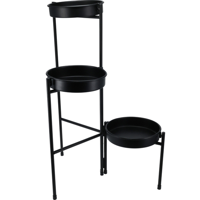 Suport de flori loft negru pentru 3 ghivece BOGI, 61,5 cm