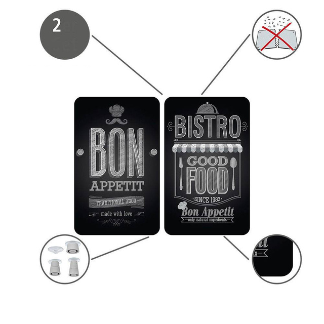 Plăci de protecție din sticlă BON APPETIT pentru aragaz – 2 bucăți, WENKO, bon appetit