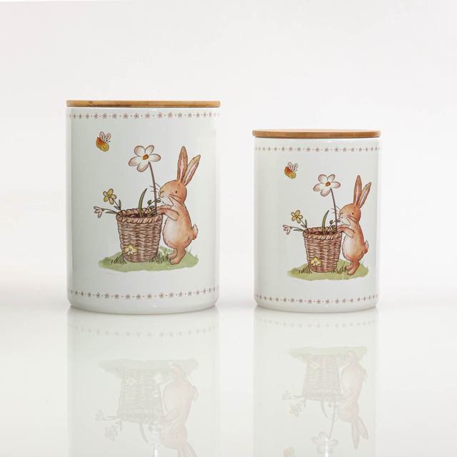 Recipiente de bucatarie din ceramica Charmy, model cu iepuras, 2 bucati