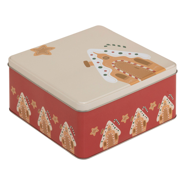 Containere metalice pentru biscuiți, 3 bucăți, roșu