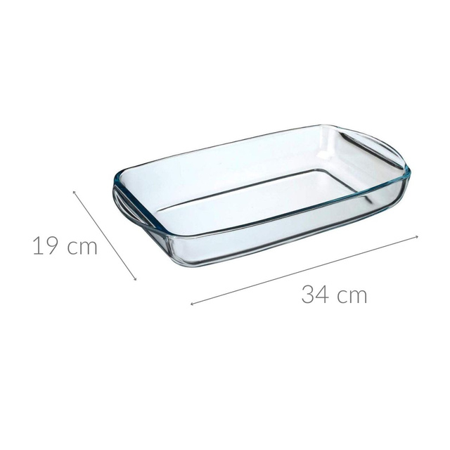 Vas din sticla termorezistenta, 34 x 19 cm, cu manere