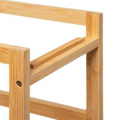 Cărucior de bucătărie din bambus, 2 coșuri și tăvi detașabile