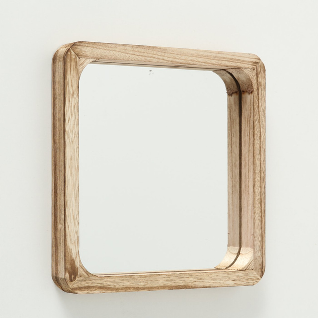 Set 3 oglinzi de perete din lemn, patrate Mambo