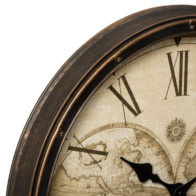 Ceas de perete cu harta lumii TOMY, Ø 51 cm, maro