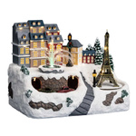 Figurina scena de iarna in miscare cu Turnul Eiffel