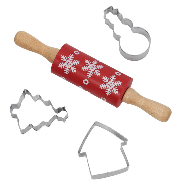 Set de copt pentru copii TIVOLA, sucitor mini cu model de fulgi de zăpadă + 3 forme, model 2