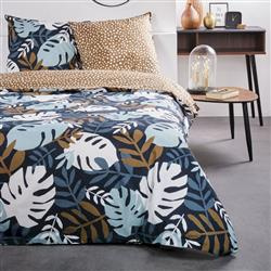 Set lenjerie de pat din bumbac Tropical Vibe, reversibila, 220 x 240 cm