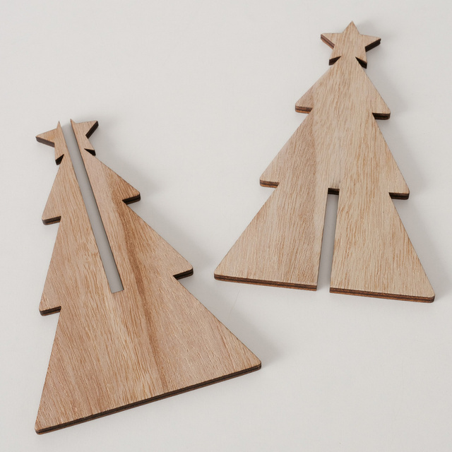 Brad decorative din placaj KARL, 12-25 cm, 3 buc.