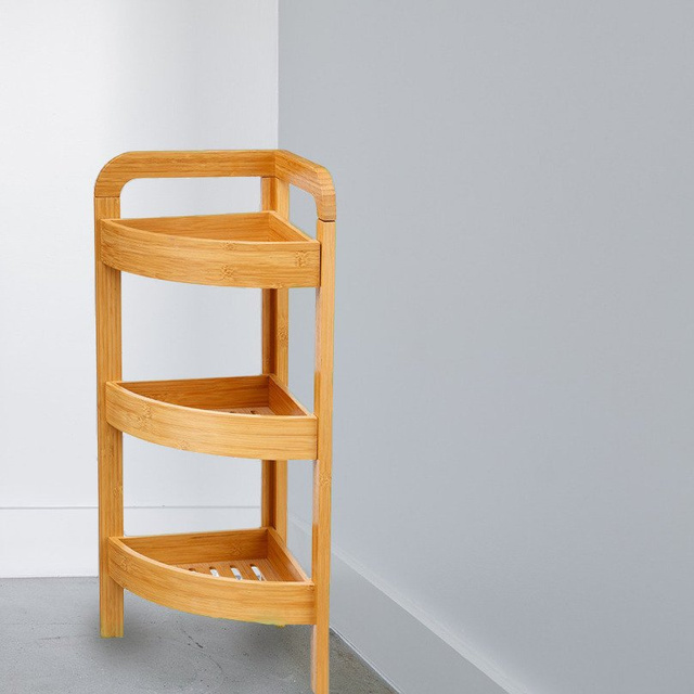 Organizator pentru baie 5five Simple Smart, 3 suporturi, 61 x 23 x 23 cm, Lemn de bambus, Maro