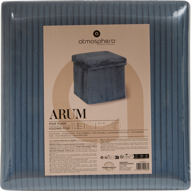 Puf din catifea cu spațiu de depozitare ARUM, 38 x 38 x 38 cm