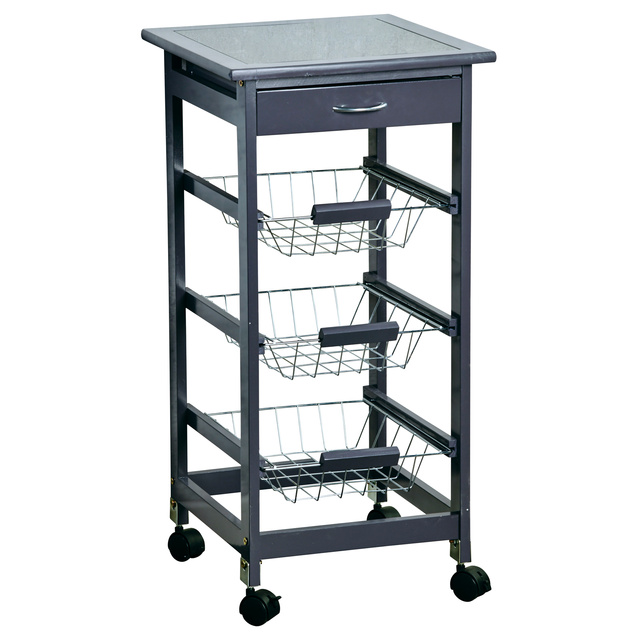 Bar de bucatarie mobil cu sertar si cosuri, 36 x 77 cm