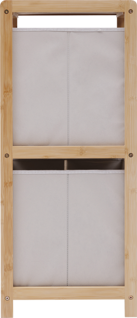 Raft din bambus TIDY cu două coșuri din material, 34,7 x 33 x 77,5 cm