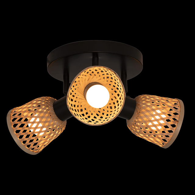 Lămpi de tavan LIO 3 abajururi din bambus împletit, 3 x Ø 25 cm