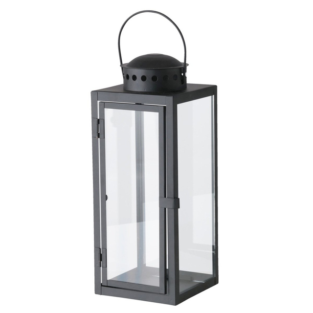 Felinar din sticla Ferro, 33 x 12 cm, rama metalica