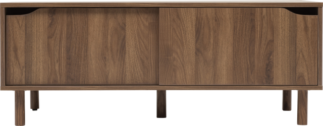 Masa de cafea cu rafturi închise SLIDY, culoare lemn închis, 108 x 60 x 42 cm