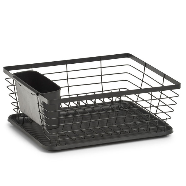 Scurgător de vase cu recipient pentru tacâmuri, negru, ZELLER