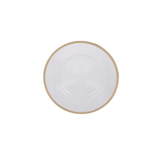 Farfurie transparentă cu decor auriu, Ø 33 cm