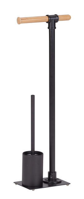 Suport metalic pentru hartie igienica si perie de toaleta FORLI, negru, Wenko