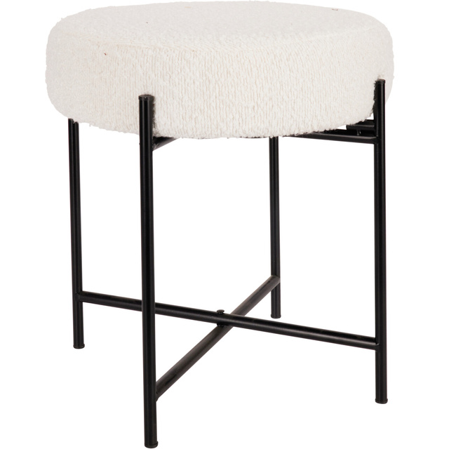 Taburet KRUK, îmbrăcat în bouclé, Ø 36 x 40 cm