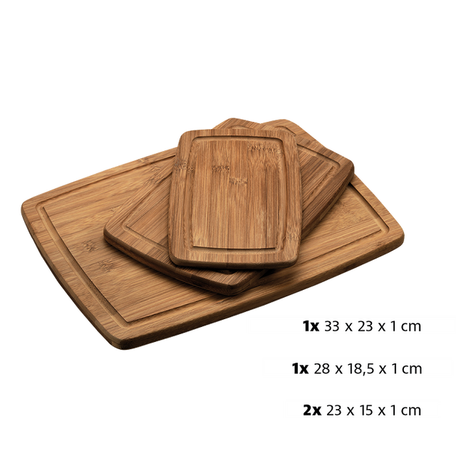 Set de 3 placi de taiat din bambus de diferite dimensiuni
