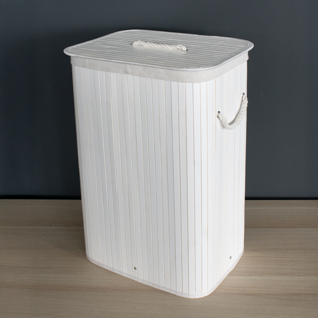 Coș de rufe alb din bambus, 72 l