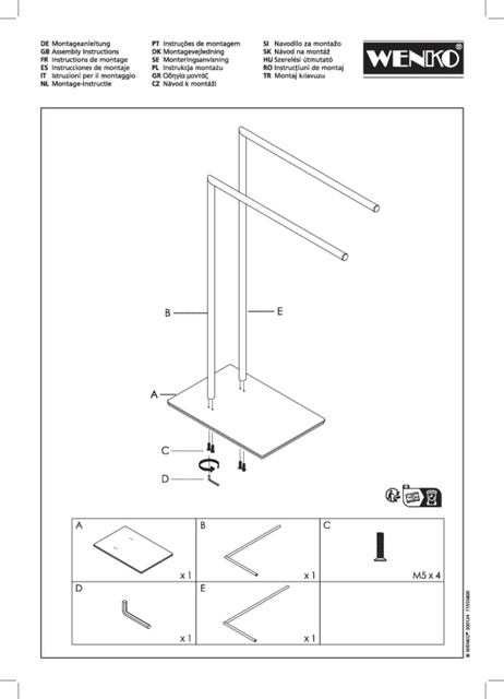 Suport metalic pentru prosoape RECCO, cu doua brate