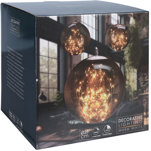 Decorațiune de iluminat, glob transparent cu LED, Ø 25 cm