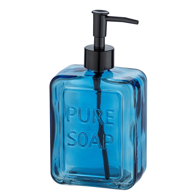 Distribuitor de sapun lichid PURE, sticla albastra, 550 ml, Wenko