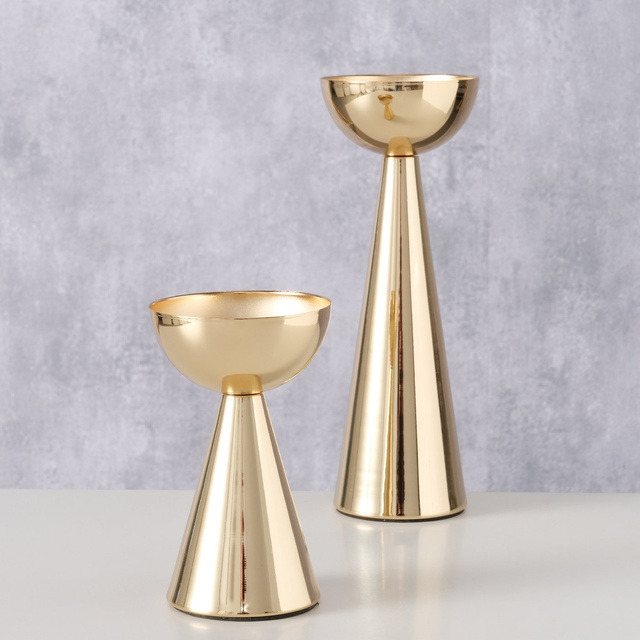 Set 2 sfeșnice din metal Luena, auriu