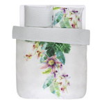 Set de lenjerie de pat din satin de bumbac, 100% bumbac - motiv de flori exotice, 200 x 220 cm, Essenza