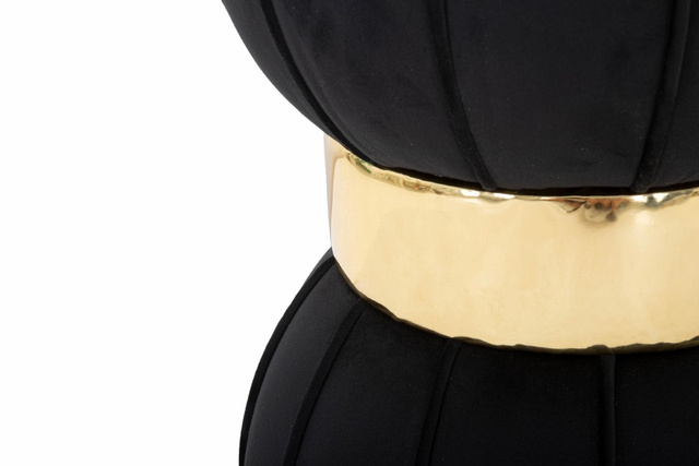 Taburet din velur cu detaliu auriu, 40 cm, gri