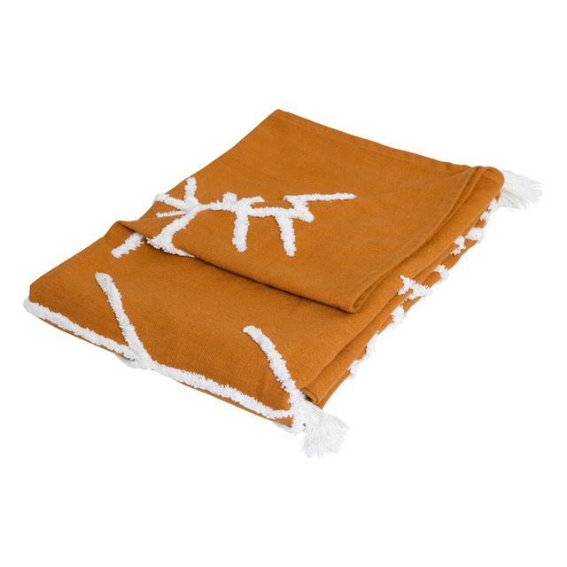 Cuvertura de pat din bumbac SOLEYA, ocru, 130 x 180 cm