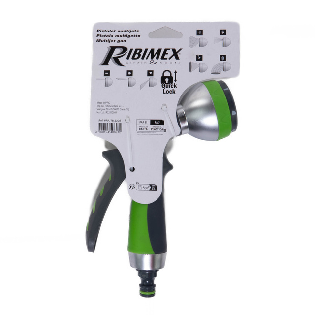 Capat pistol pentru furtun de gradina RIBIMEX, 7 moduri de stropire