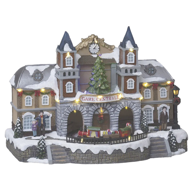 Sat de Crăciun, scenă de Crăciun cu gara