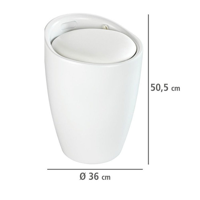 Coș de rufe cu scaun CANDY, alb mat, 2in1, WENKO